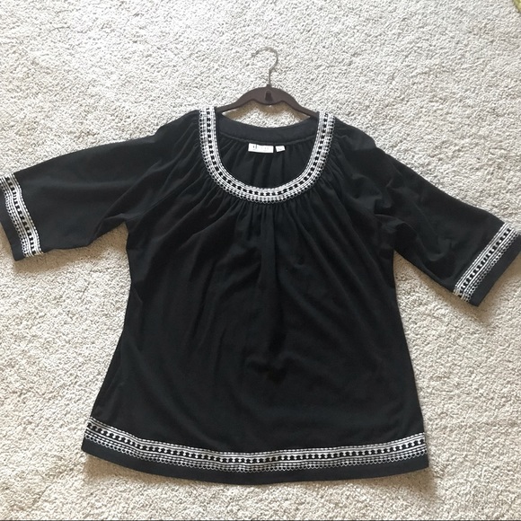 Denim & Co perfect jersey top with embroidered hem - Picture 3 of 13